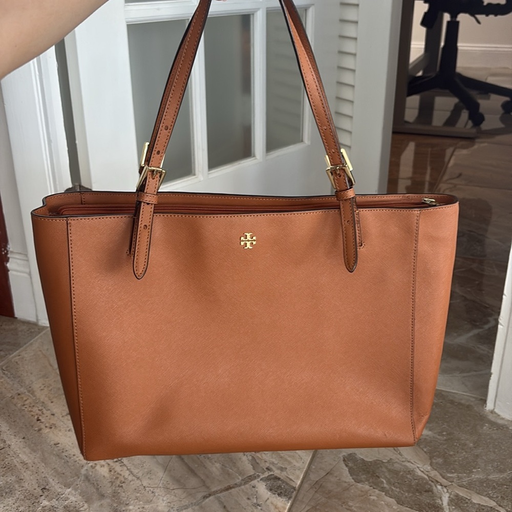 Tory Burch Tan Leather Structured Tote